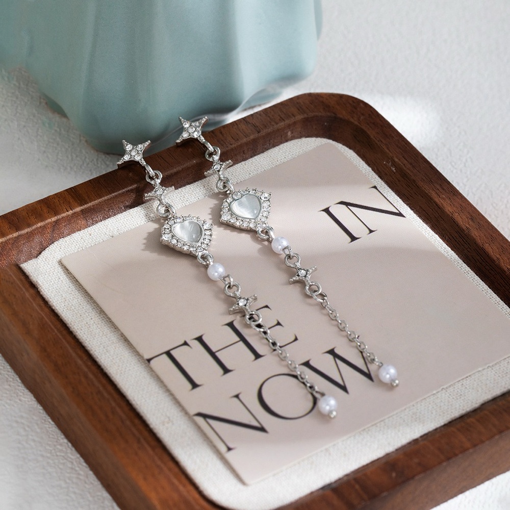 Elegant Silver and White Dangle Earrings